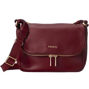 Fossil Crossbody Bag in Purple and Red with Adjustable Strap